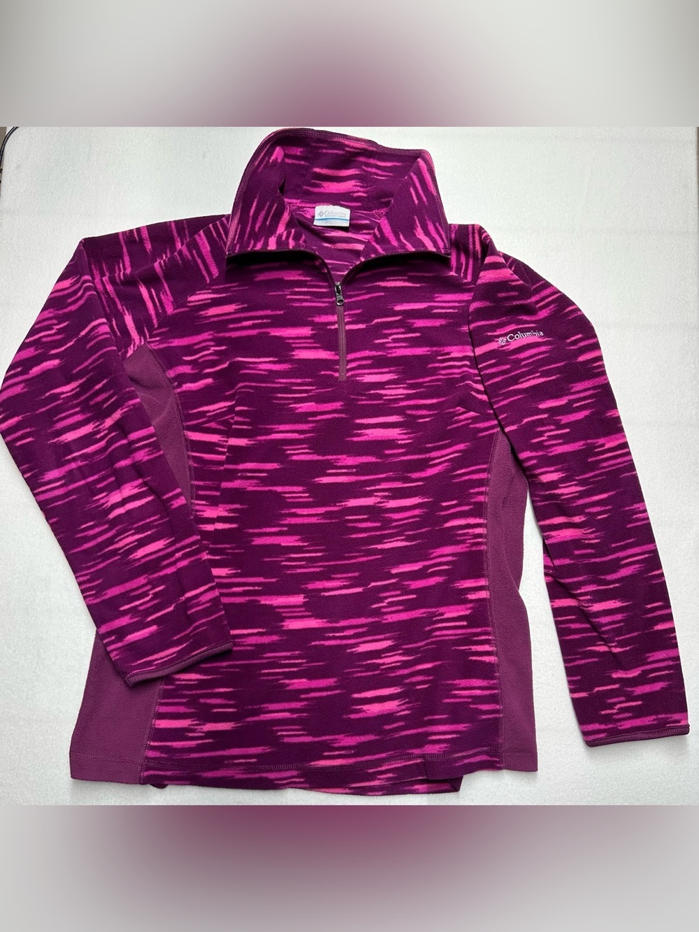 Columbia Women’s Large Magenta Hot Pink Space‑Dye 1/4 Zip Pullover EUC